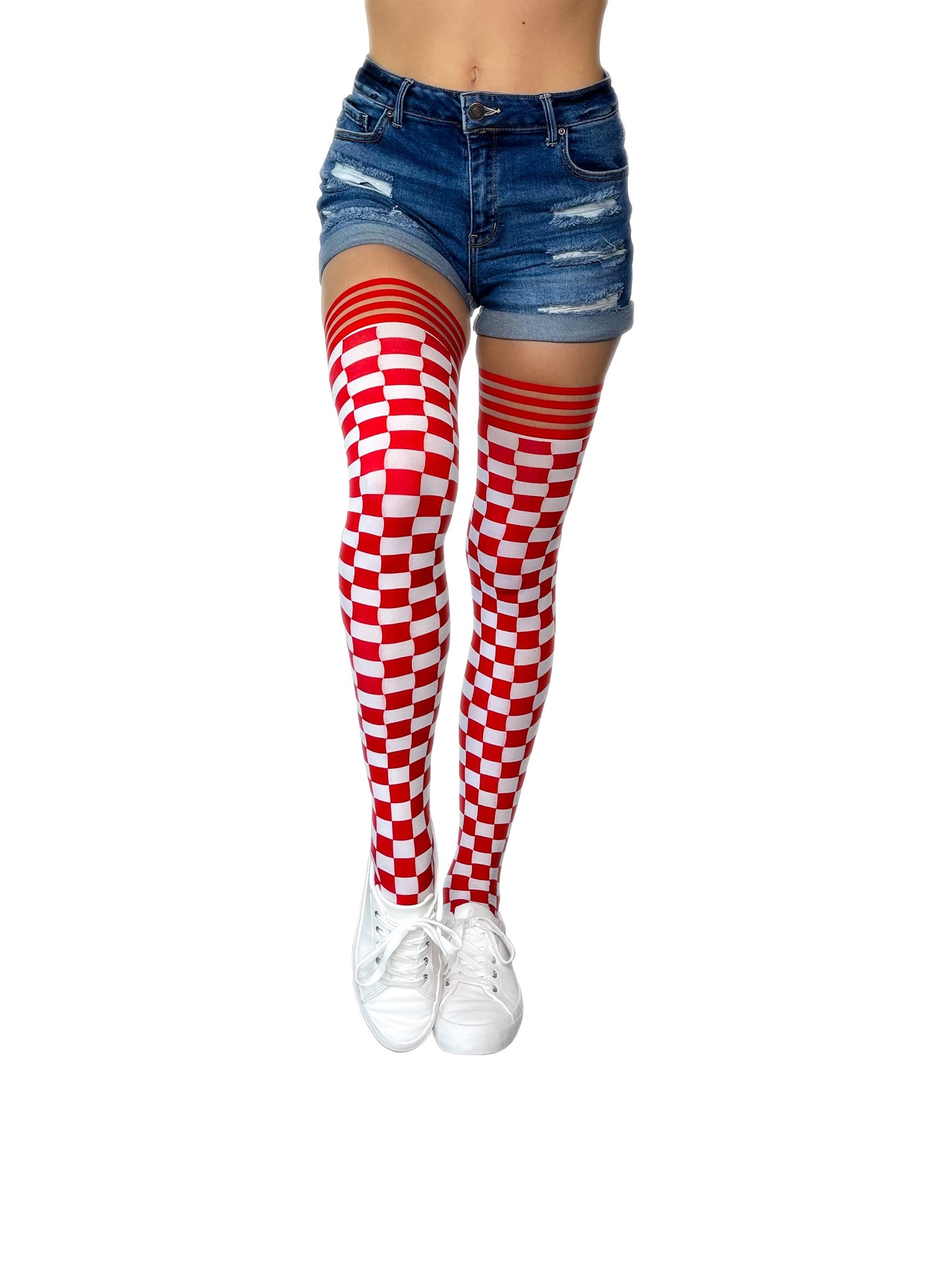 KIX'IES GAME DAY RED & WHITE THIGH HIGHS
