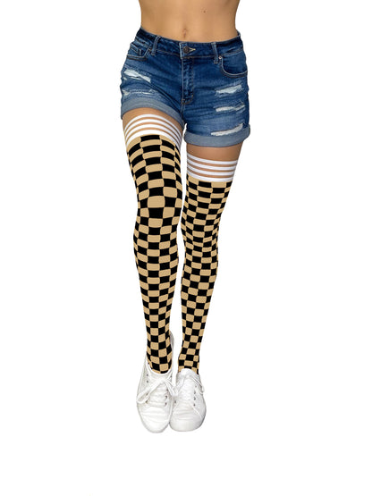 KIX'IES GAME DAY BLACK & GOLD THIGH HIGHS