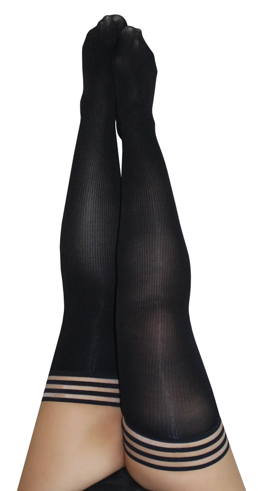 1303 KIX'IES DANA-LYNN BLACK RIBBED THIGH HIGHS