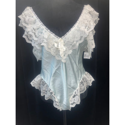 VINTAGE CIRA MINT/IVORY LACE TEDDY: MEDIUM
