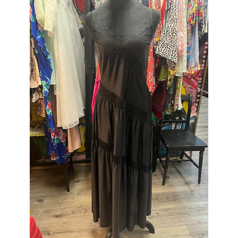 VINTAGE HENSON BLACK SLIP DRESS (SMALL)