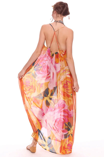 Aratta Exotic Maxi Dress Peach Floral
