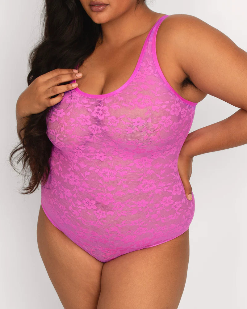 CURVY COUTURE NO-SHOW LACE BODYSUIT: FLIRT