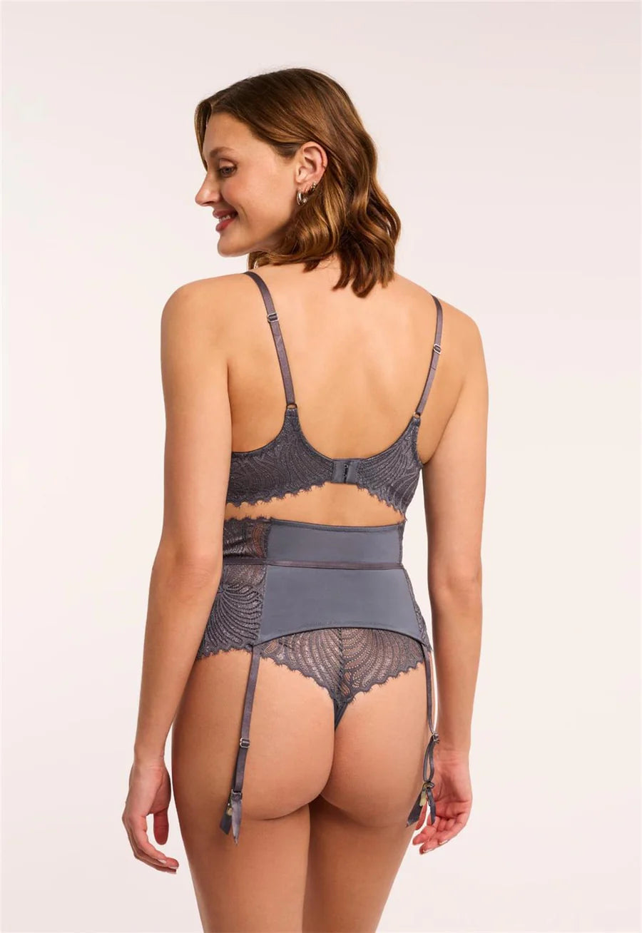 MONTELLE LIGHTS OUT WAIST CINCHER GARTER-BELT: MAGNET/SILVER