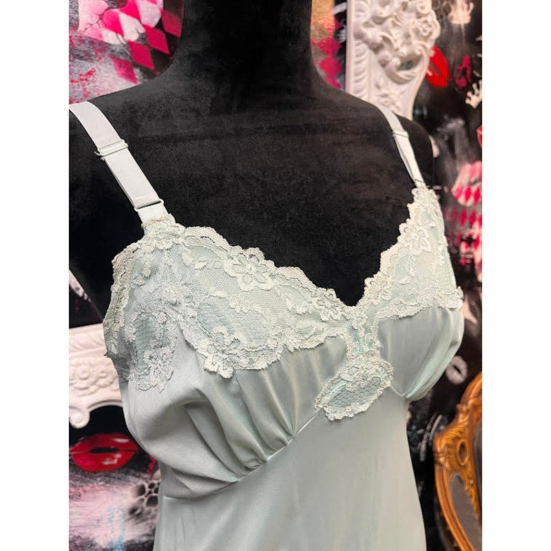 VINTAGE MOVIE STAR SEAFOAM GREEN SLIP DRESS (SIZE 34 BUST)