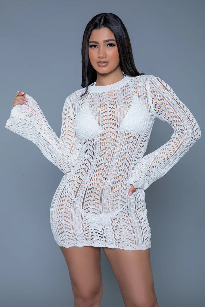 BEWICKED CROCHET COVER-UP DRESS: WHITE