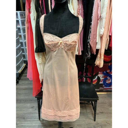 VINTAGE KAYSER PEACH SLIP DRESS (SIZE 34 BUST/SMALL)