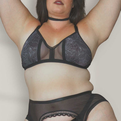 Spider's Lace Web Peekaboo Mesh Adjustable Bralette XS/S - Final few!