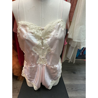 VINTAGE BABY PINK BUTTON UP TEDDY (MEDIUM)