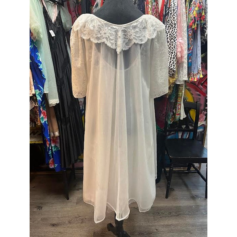VINTAGE LILLIAN PEIGNOIR WHITE SET SZ 34