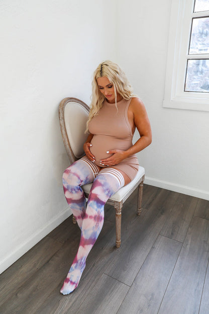 KIX'IES MADISEN BLUE & PURPLE TIE DYE THIGH HIGHS