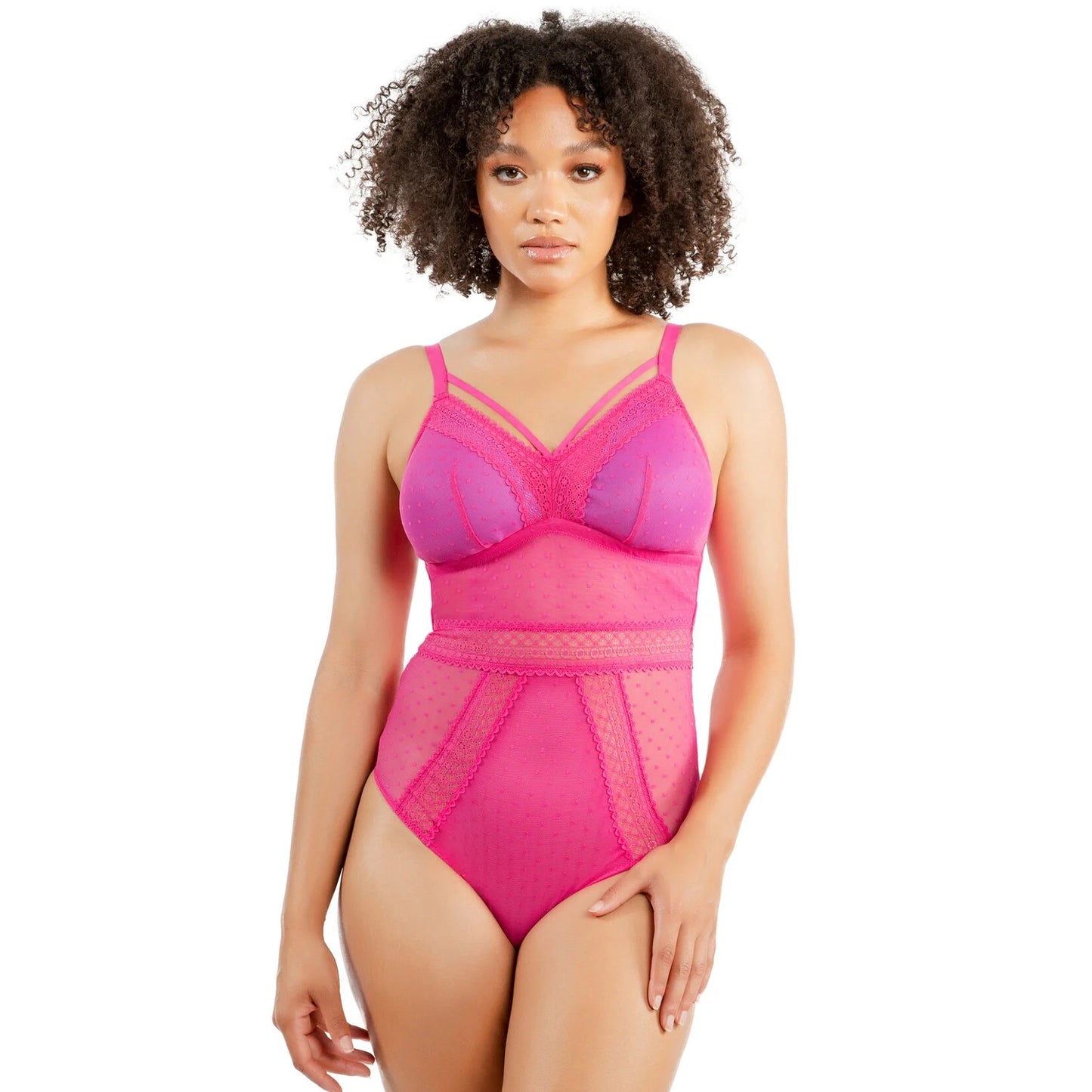 P6017 PARFAIT MIA DOT BODYSUIT: BRIGHT PINK