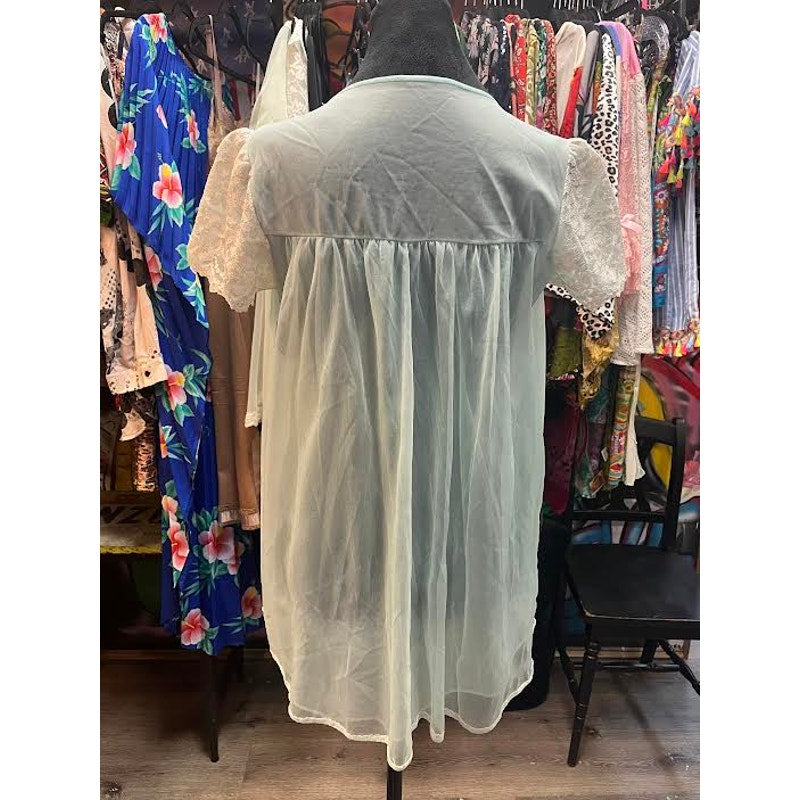 VINTAGE EDITH BED JACKET BLUE S