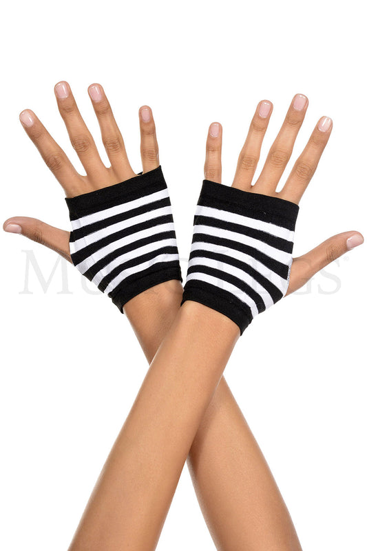 MUSIC LEGS BLACK & WHITE STRIPED GLOVES