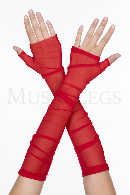 MUSIC LEGS RED MESH GLOVES