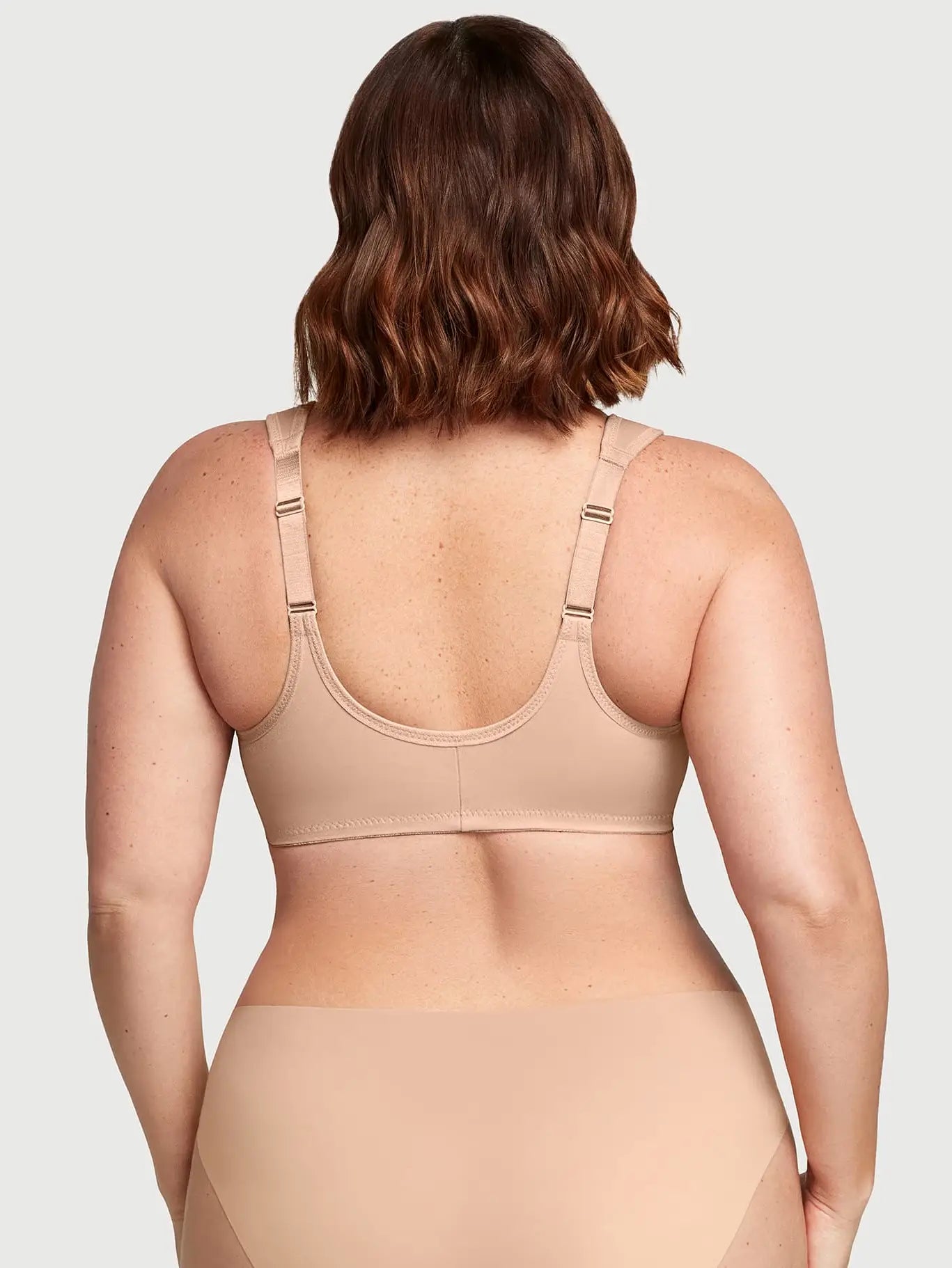 GLAMORISE FRONT CLOSURE WONDER WIRE BRA: CAFE