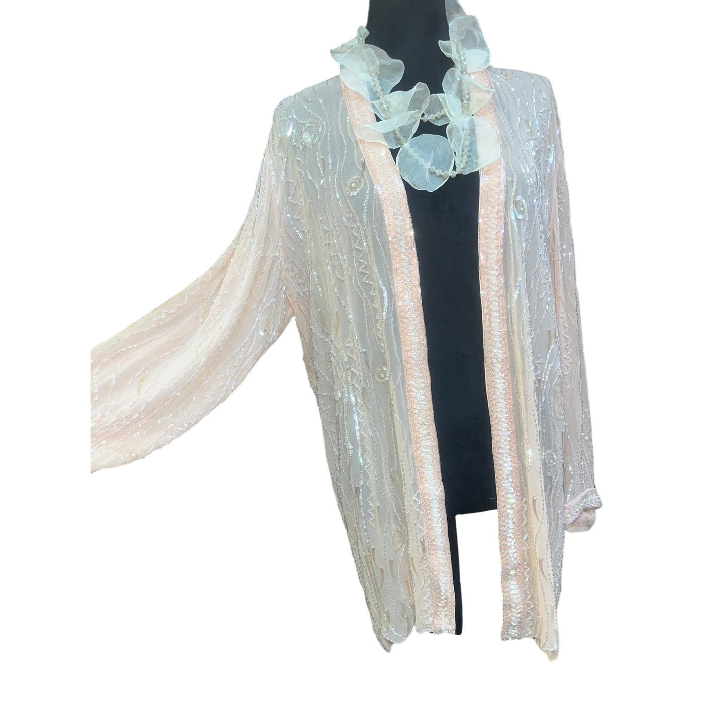 100% SILK BEADED BED/GLAM JACKET: MEDIUM/LARGE