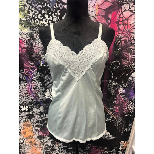 VINTAGE LIGHT BLUE LACE CAMI TANK