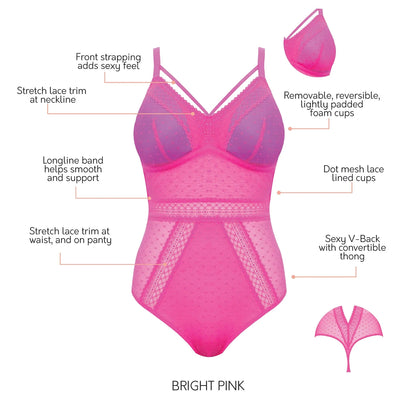 P6017 PARFAIT MIA DOT BODYSUIT: BRIGHT PINK