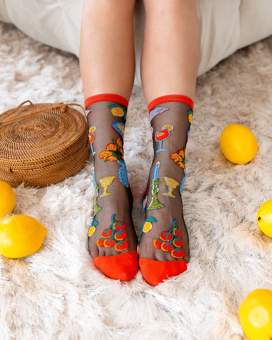 SOCK CANDY LA DOLCE VITA BLACK CREW SOCKS