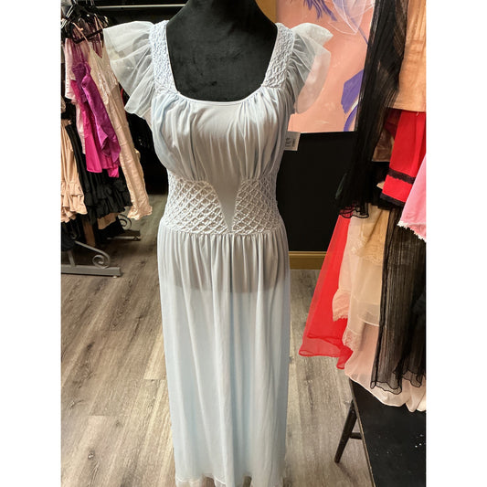 VINTAGE LIGHT BLUE FULL LENTH SLIP DRESS (SIZE S/M)