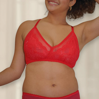 Rose Red Lacey Ultra-Adjustable Everyday Racerback Bralette - Final few!