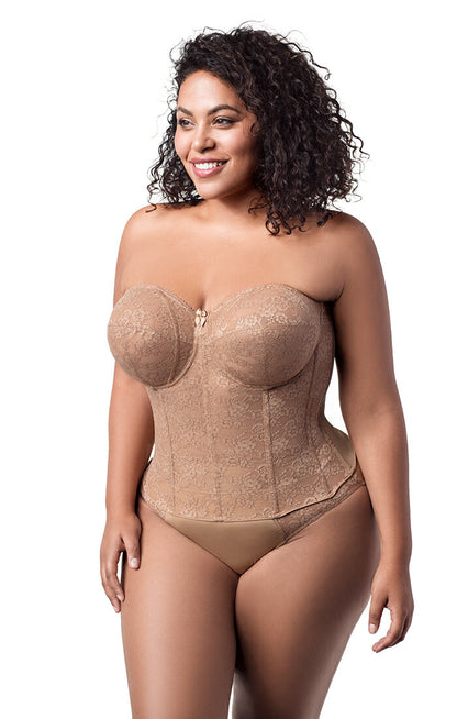 6621 ELILA LACE CUP LONGLINE MOCHA