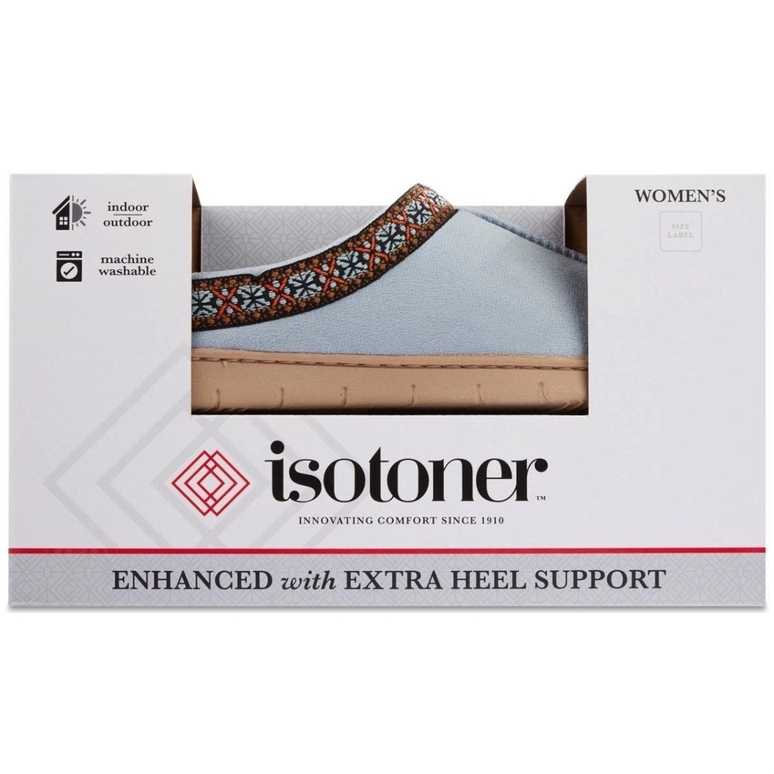 ISOTONER MEMORY FOAM BLUE FOG SLIPPER NWT 8.5/9