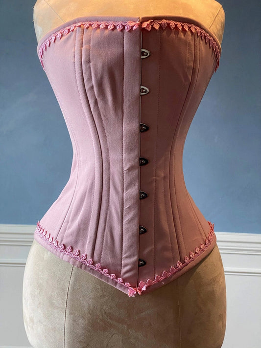 VINTAGE PINK COTTON OVERBUST CORSET