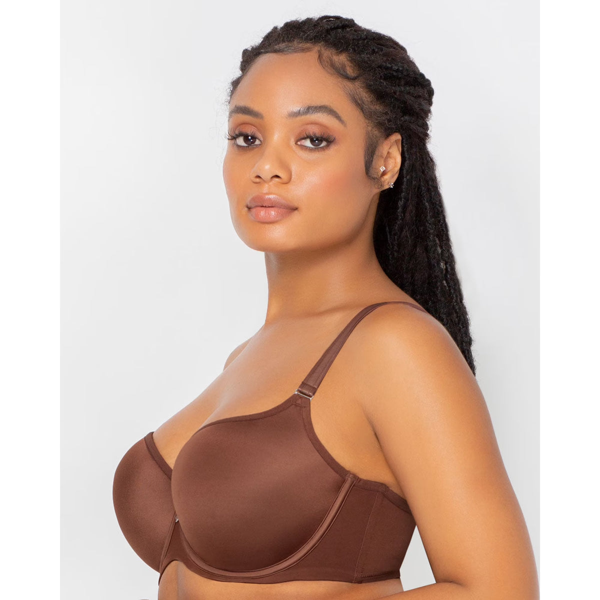 CURVY COUTURE TULIP T-SHIRT BRA: CHOCOLATE