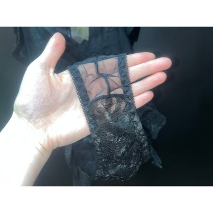 VINTAGE DELICATES BUTTON FRONT BLACK TEDDY: MEDIUM