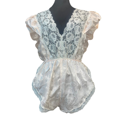 VINTAGE RETRO PEACH TEDDY: MEDIUM/LARGE