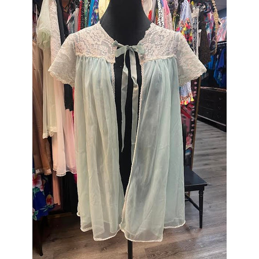 VINTAGE EDITH BED JACKET BLUE S