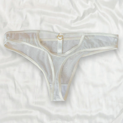 Hearts of Venus Keyhole Thong in Pearl - Final stock