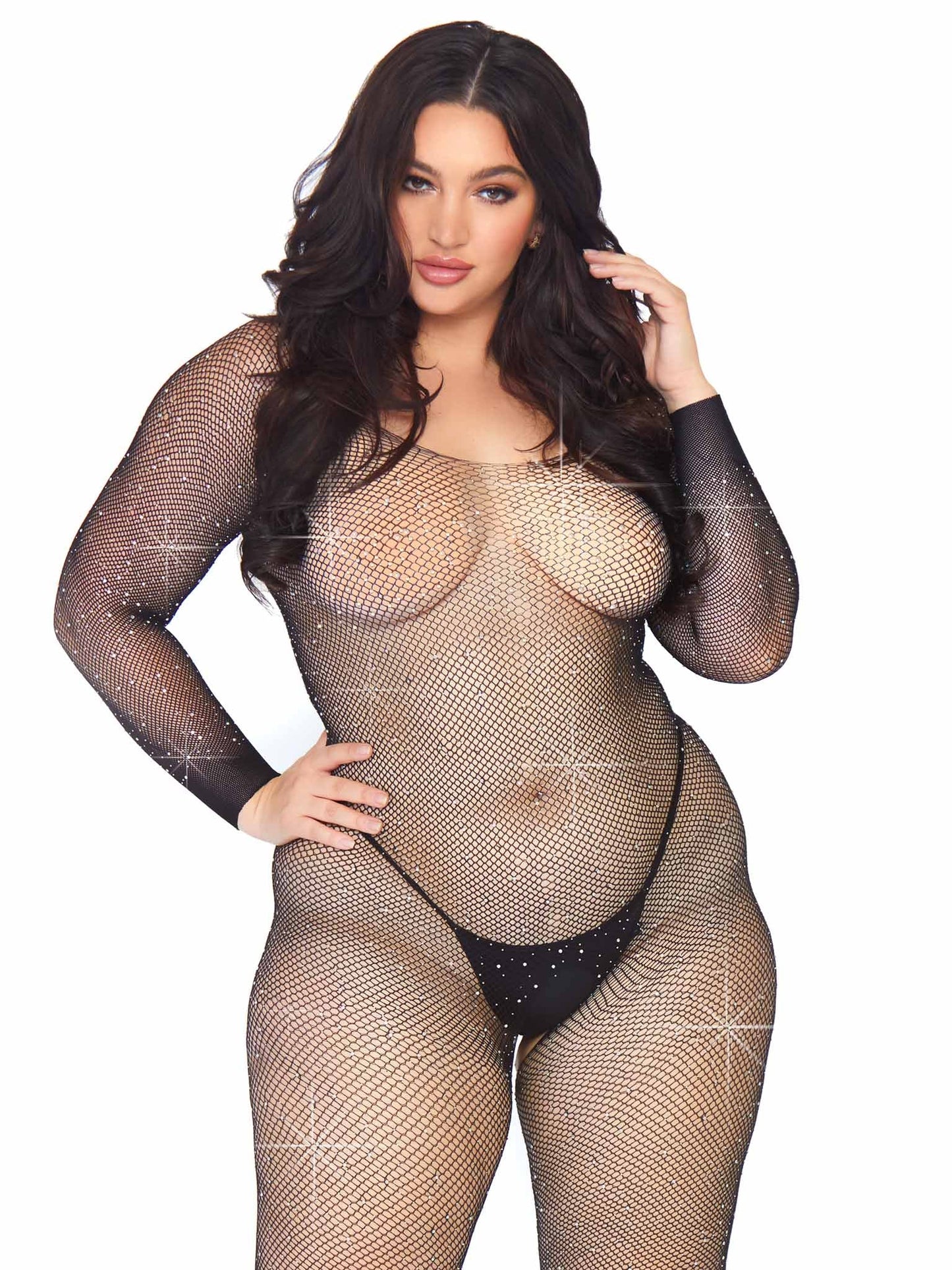 LEG AVENUE PLEASE ME RHINESTONE BODYSTOCKING (ONE SIZE)