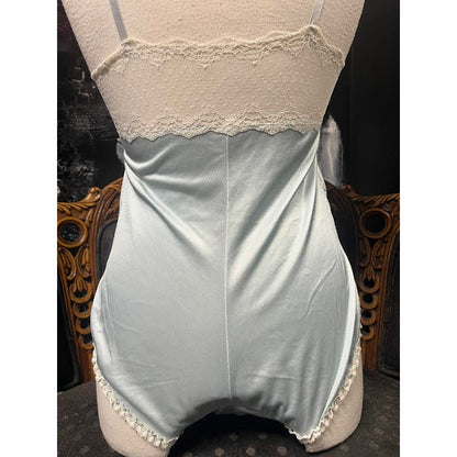 VINTAGE LIGHT BLUE LACE TEDDY