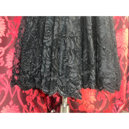 VINTAGE BEADED BLACK LAWRENCE KAZAR DRESS: LARGE