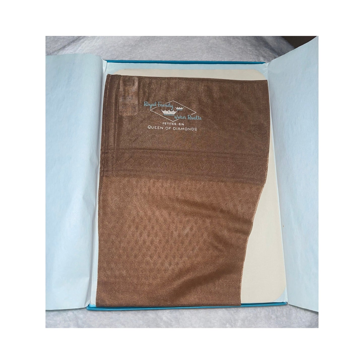 VINTAGE VAN RAALTE 170 QUEEN OF DIAMONDS CINNAMON STOCKINGS (SIZE PETITES 8 1/2)