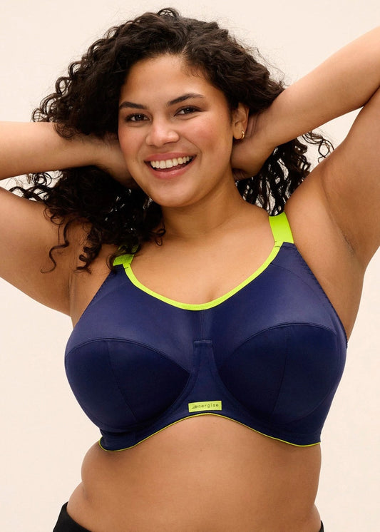 ELOMI ENERGISE SPORTS BRA: NAVY