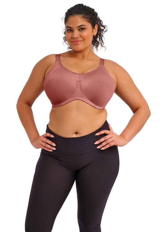 ELOMI ENERGISE SPORTS BRA: ROSEWOOD