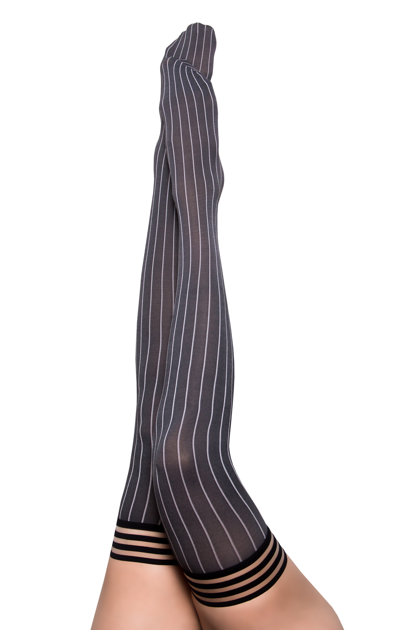 KIX'IES ANNABELLE PINSTRIPE THIGH HIGHS