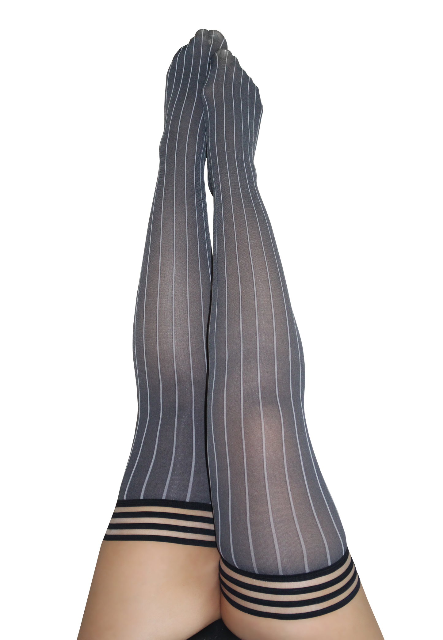 KIX'IES ANNABELLE PINSTRIPE THIGH HIGHS