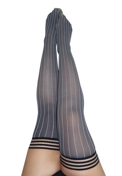 KIX'IES ANNABELLE PINSTRIPE THIGH HIGHS