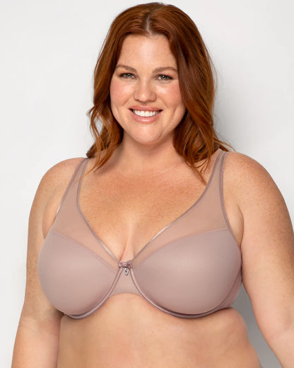 CURVY COUTOURE SHEER MESH PLUNGE