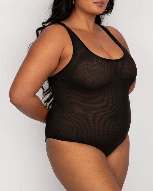CURVY COUTURE SHEER MESH BODYSUIT