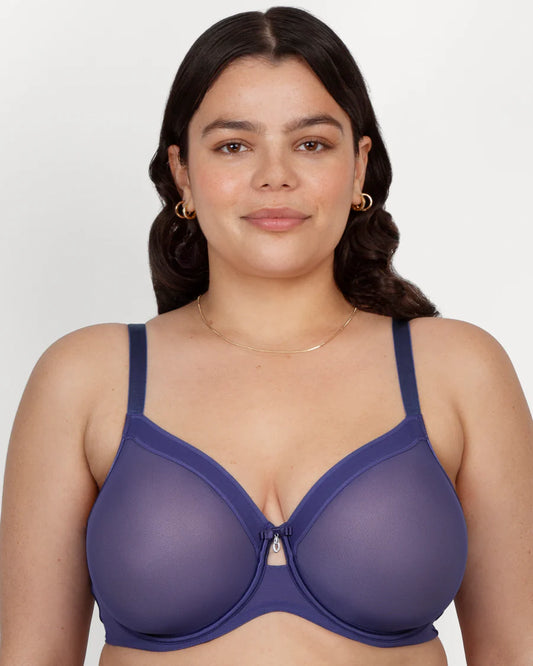 CURVY COUTURE SHEER MESH: VINTAGE BLUE
