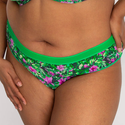 CURVY COUTURE SHEER MESH HI-CUT BRIEF: LUSH TROPICS