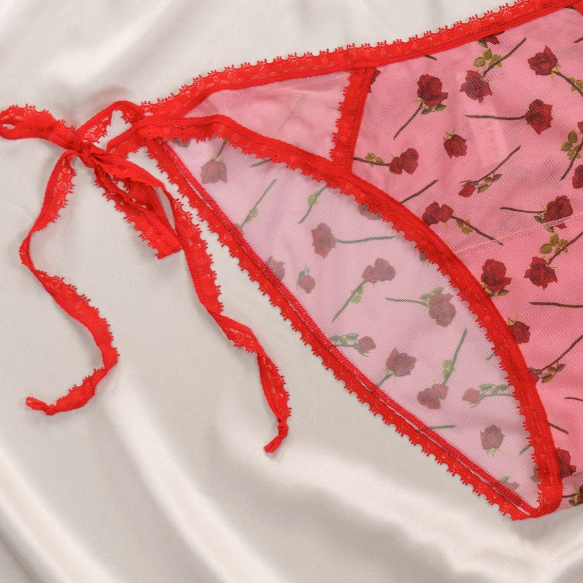 Dozen Roses Printed Tie Side Bikini - Going fast!