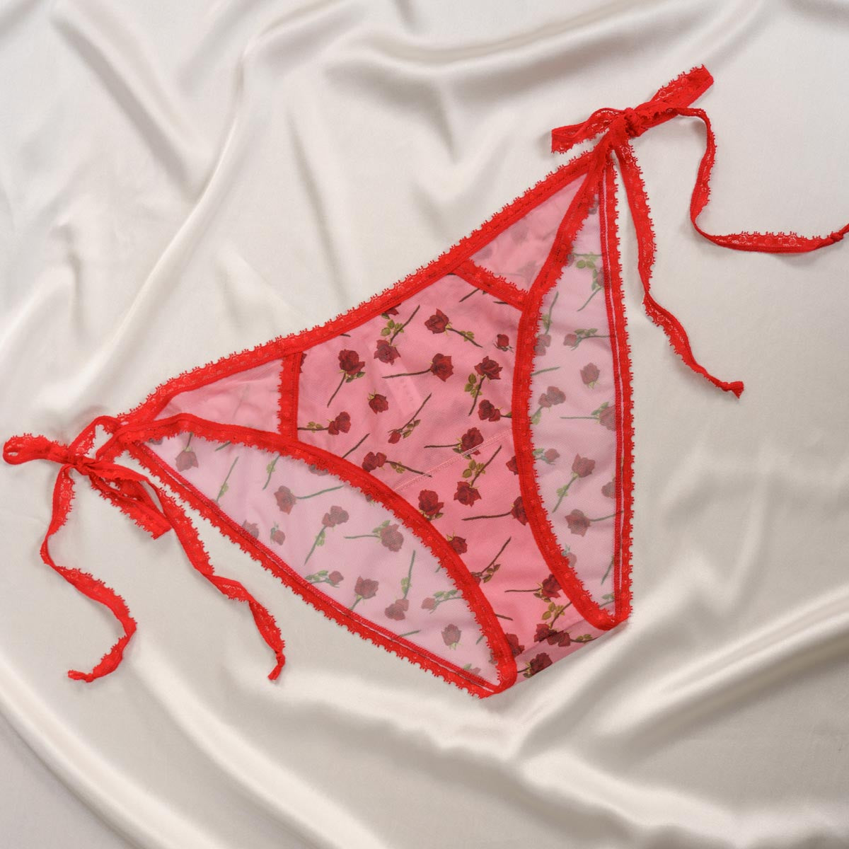 Dozen Roses Printed Tie Side Bikini - Going fast!