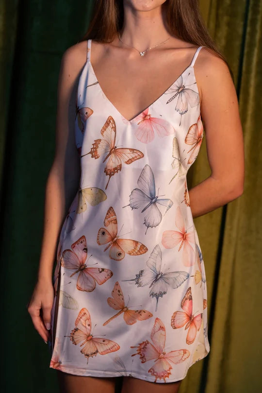 KILO BRAVA SATIN MINI SLIP: PASTEL WINGS